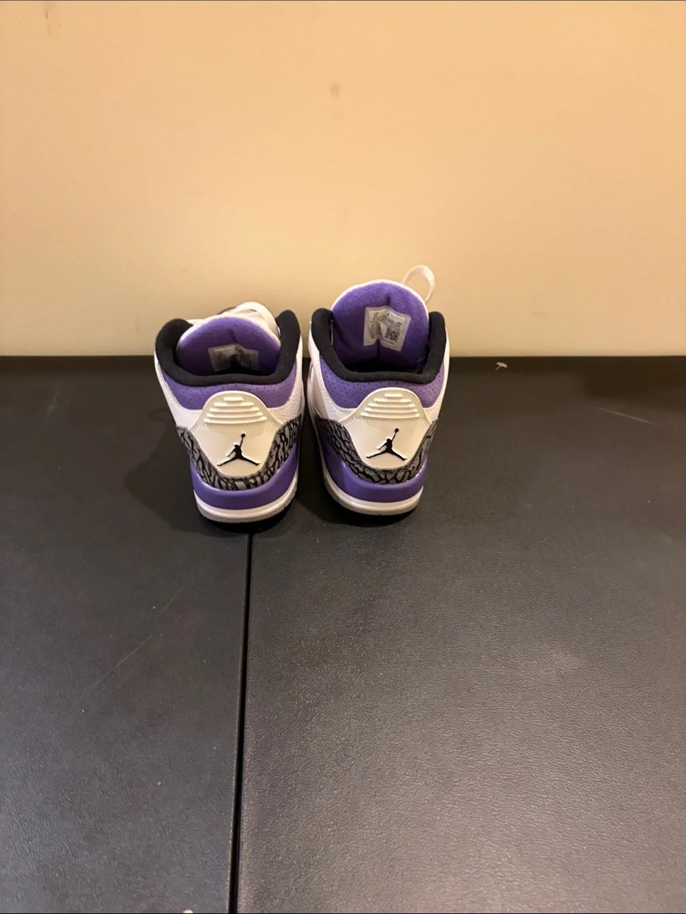 Jordan Kids White & Black Retro Sneaker with Elephant Print